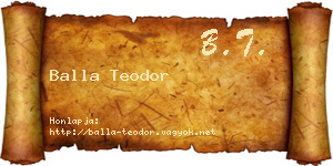 Balla Teodor névjegykártya